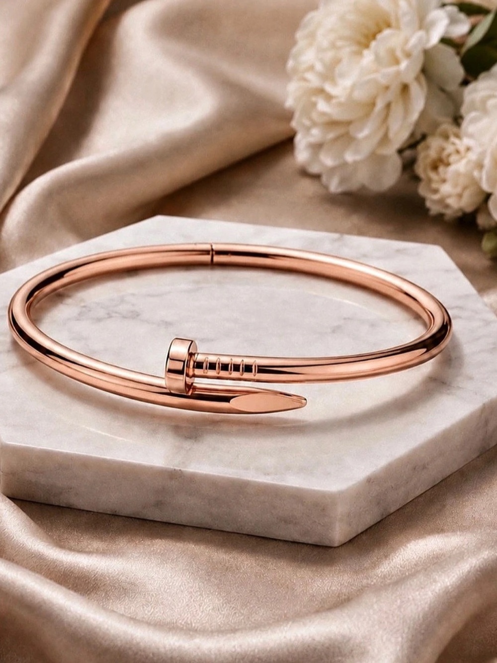 Rose Gold Nail Screw Bangle Bracelet